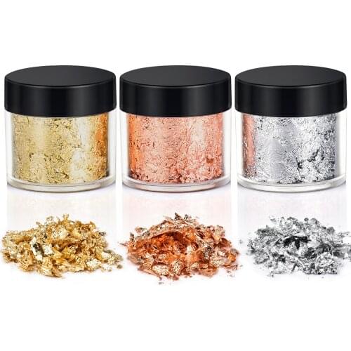 5g/3g Bottle 3Colors Foil Set Art Craft Paper Leaf Leaves Sheets Bulk Foil Paper Leaves For Gilding DIY Nail Flake Foil Flake