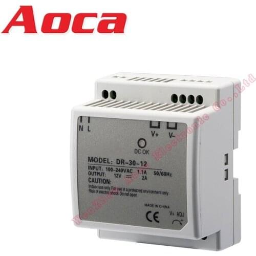 DR-30 DIN-Rail Power Supply 12V 2Amp 30W AC 85~264v Input Voltage Smps Output 12v 24v
