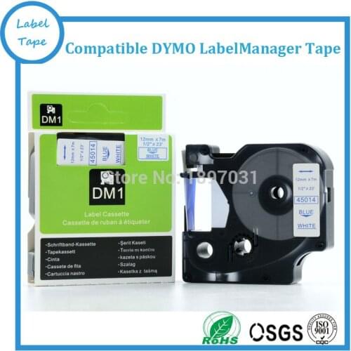 12mm Blue on White DYMO D1 LabelManager label tape 45014 1/2" W X 23' DYMO tape cartridge for Dymo Professional Labelmakers