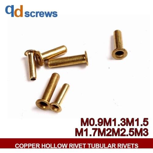 Copper M0.9M1.3M1.7M2M2.5M3 hollow rivet blind rivet Tubular Rivets DIN7340
