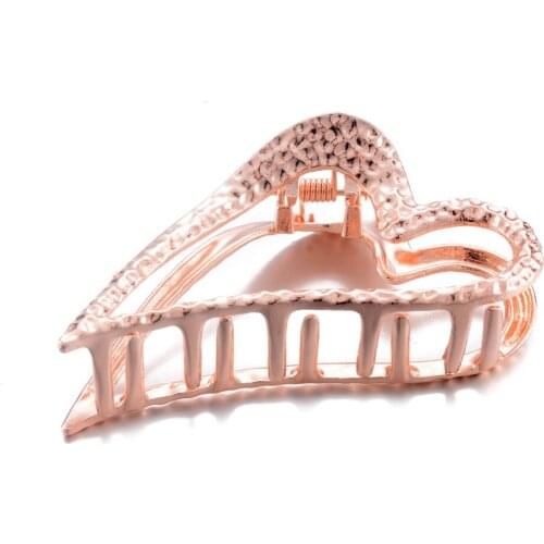 Lovely Women Brand Heart-Shaped Hair Jewelry Geometric Claws Ornaments Gold Metal Crystal Hair Clip Wedding Hair Accessories