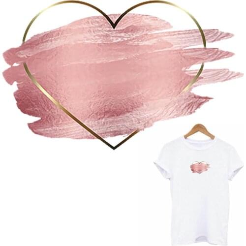 Fashion Women Patches For Clothing Stickers Washable T-Shirt Heart Appliques Iron On Transfer On Clothes Heat-Sensitive DIY