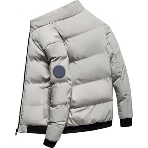 Autumn Winter Men Stand Collar Long Sleeve Pockets Thick Down Coat Warm Jacket Mens Clothing