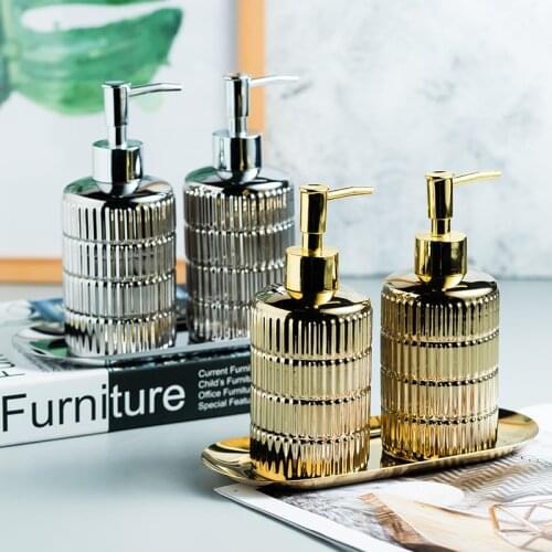 Gold Ceramic Bathroom Accessories Set Bathroom room set Liquid Soap Dispenser Stainless Steel Storage Tray Ceramics Shower Gel B