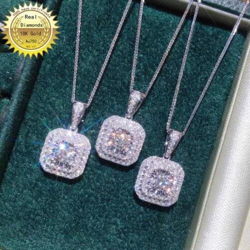 Real 18K gold necklace natura 0.5ct diamonds necklace H-M014