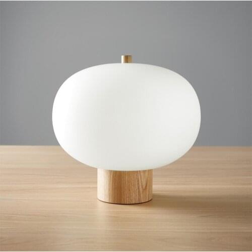 Nordic Glass Ball Table Lights Modern Wooden Base Table Lamp For Hotel Living Room Hotel Bedside Bedroom Decor Desk Light TA141
