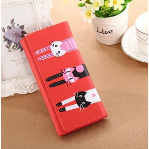 2021 new Guapabien New 2021 Women Cute Cat Cartoon Wallet Long Creative Card Holder Casual Ladies Clutch PU Leather Coin Purse