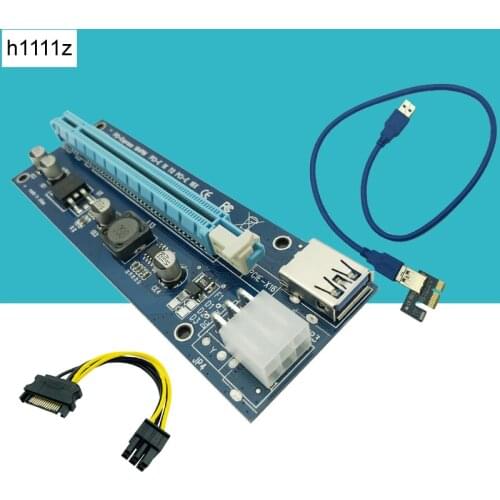 Riser VER006C PCI Express PCIE PCI-E Riser Card 006C 6Pin 1x to 16x Extender USB 3.0 Cable SATA to IDE for Bitcoin Mining Miner