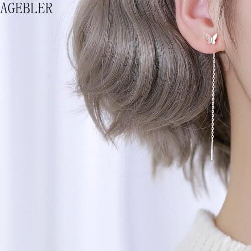 Butterfly Drop Earrings Korean Fashion Style Ear Line Long Tassel Earrings Thread TRENDY Jewelry Stersling Silver
