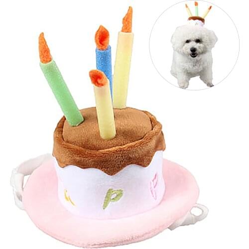 Caps For Dogs Pet Cat Dog Birthday Caps Hat with Cake Candles Design Birthday Party Costume Headwear Accessory Goods For Dogs