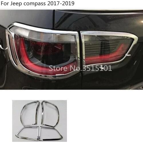 Car Styling Detector ABS Chrome Cover Trim Back Tail Rear Light Lamp Frame Parts 4pcs For Jeep Compass 2017 2018 2019 2020