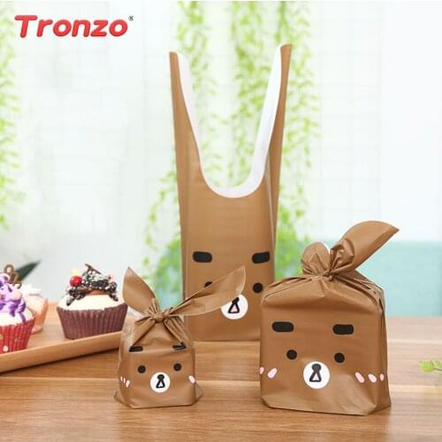 Tronzo Easter Gift Bags Easter Party Decoration 50pcs Rabbit Ears Bunny Party Bags Cookie Candy Plastic Bags Wedding Supplies