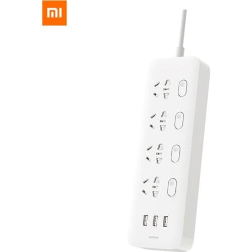 Xiaomi Mijia Power Socket Strip With Control Switch 3 USB 4 Ports Big Plug Extension Patch Board EU 2500W For Smart XiaoMi Home