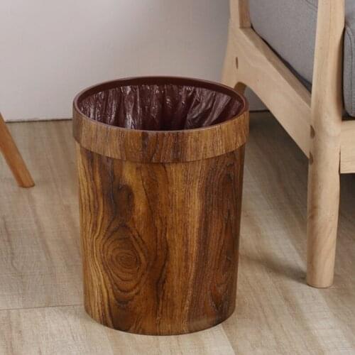 W3JA Household Retro Round Trash Can Home Bucket Garbage Bin Hotel Living Room Office Wastebasket Cans Recycling Bin for Home
