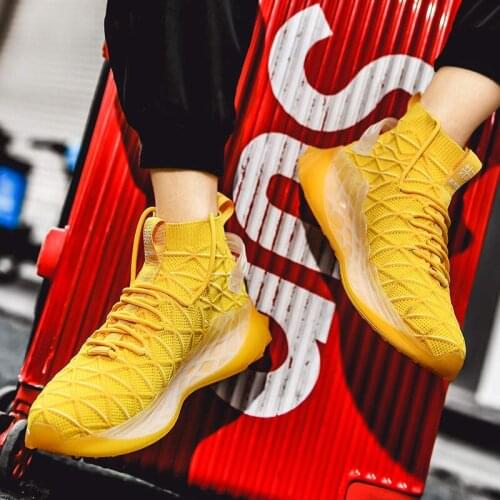Spring Yellow Socks Sneakers Men Comfortable High Top Sneakers Male Breathable Damping Sport Blade Shoes Men Zapatillas Deporte