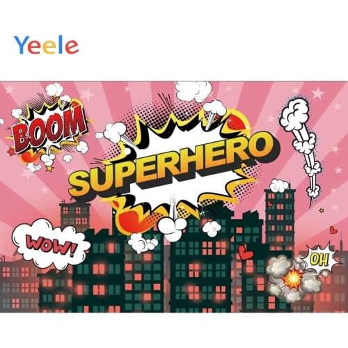 Superhero Backdrop Newborn Baby Shower Child Birthday Party City Night Custom Vinyl Photography Background For Photo Studio
