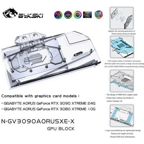 Bykski PC water cooling Radiator GPU cooler video Graphics Card Water Block for GIGABYTE AORUS RTX3090 3080 N-GV3090AORUSXE-X