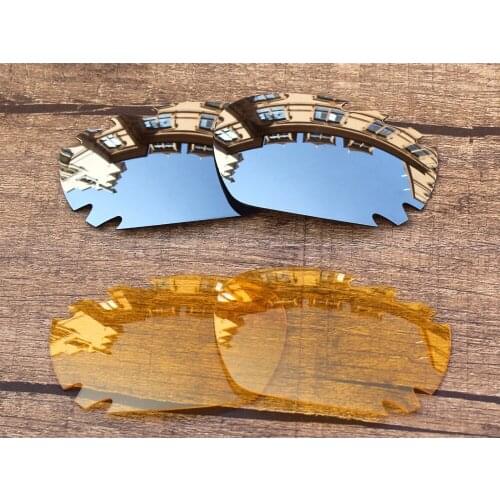 Vonxyz 2 Pairs Chrome Mirror & Yellow Polarized Replacement Lenses for-Oakley Jawbone Vented Frame