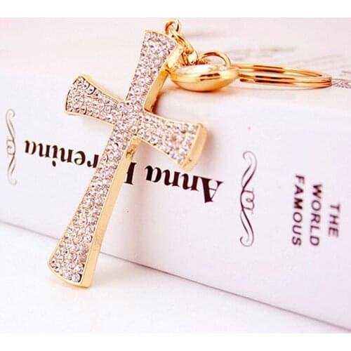 High quality fine Zircon Creative pendant Jesus cross key chain Christian gift Free shipping Wholesale and retail