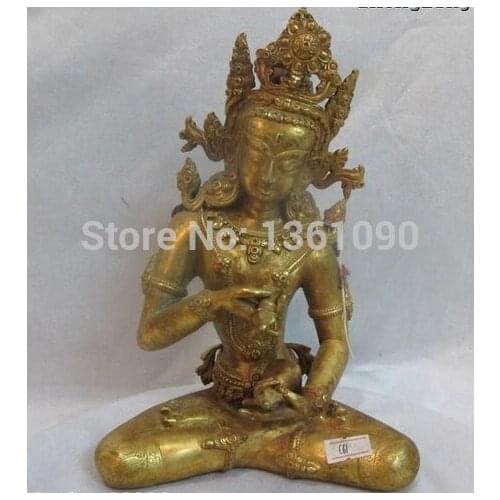 Xd 00668 9"Tibet Amazing Buddhism 100 Bronze 24K Gold Dragon Vajradhara Buddha Statue