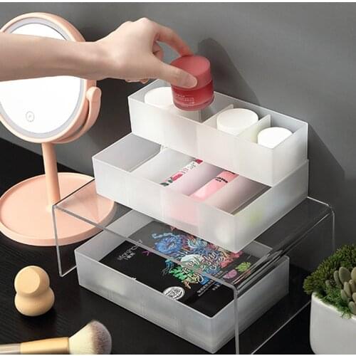 Drawer Storage Box Translucent Desktop Cosmetic Jewelry Organizer Divider Stationery Office Sundries Storage Case Home Organizer