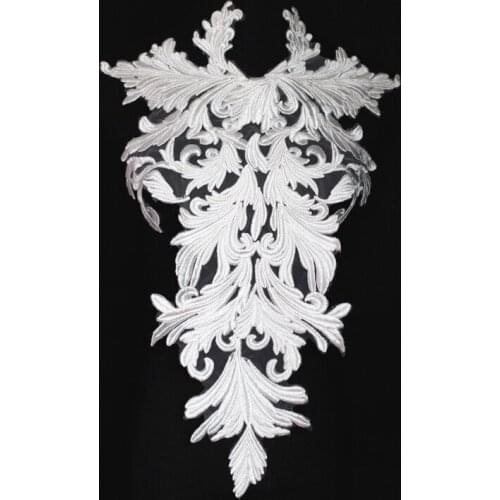 1 Piece Large Ivory Lace Applique Mesh Venise Bridal Lace Trims Lace Collar Wedding Dress Accessories Sewing Appliques Free Ship