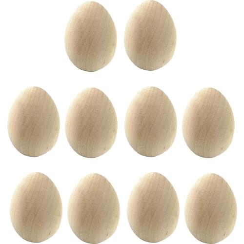 10PCS Wooden Easter Craft Eggs, for Display and Decoration Party and Photo Props, Smooth to Draw ,Ready To Paint And Decor