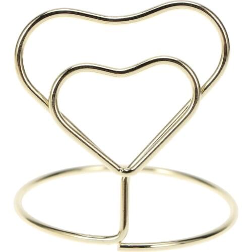 10pcs Heart Shape Place Memo Card Holder Wire Table Number Holders with Base for Christmas Wedding Banquet Party Decorations