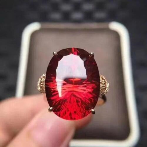 100% Natural and Real Topaz Ring Wedding Engagement Topaz Ring Fine Jewelry Wholesale 925 sliver Ring 10*14mm