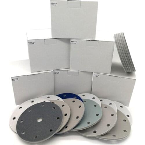 12 Pieces 6-inch 150mm 9 Holes Sanding Sponges Dry & Wet Flexible Sanding Discs for Stone Metal Phone Plastic Polishing