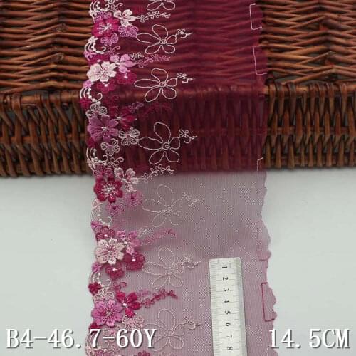 2 Yards 15cm wide Delicate Lace Ribbon DIY Embroidered Purple Burgundy Lace Trim Fabric 8cm Supply For Party Wedding Decoration