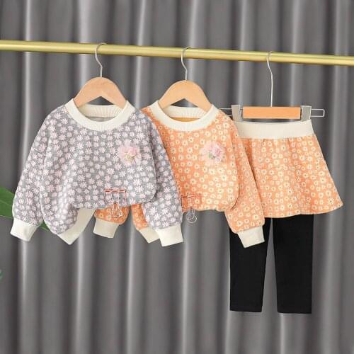 2021 Autumn 2Pcs Suit For Girls Casual Childrens Clothing Girls Set 1-4 Year Printing Baby Costume Long Sleeve Newborn Baby Set