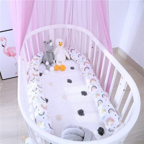 240cm INS Newborn Baby Bed Bumper Children Rainbow Pillow Bumper Infant Crib Fence Cotton Cushion Kids Room Bedding Decoration