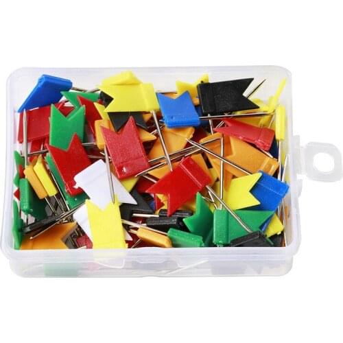 50/100PCS Colorful Flags Push Pins Metal Bulletin Board Message Paper Fixed Needle Pins Map Drawing Thumb Tack Binding Supplies
