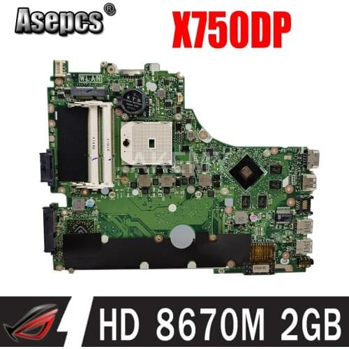 90MB01N0-R00020 EDP 30Pin X750DP laptop Motherboard REV:2.0 For ASUS R510D X550 X550DP K550D X550D K550DP HD 8670M 2GB mainboard