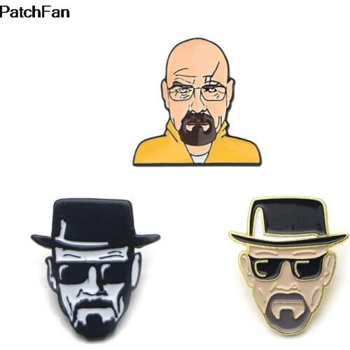 A3434 Patchfan Cartoon Breaking Bad Metal Enamel Pins and Brooches for Fashion Lapel Pin Backpack Bags Badge Gifts