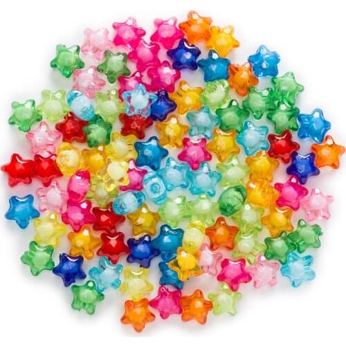 Random Mixed Acrylic Star Shaped Spacer Beads Women Children DIY Bracelet Necklace Findings Jewelry Making 12-35mm
