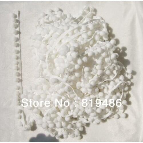 Free shpping 5Yards/Lot white color cute PomPom fringe trim drapper ball Accessories 0.8"ball