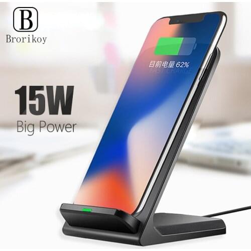 15W Qi Wireless Charger Station for Samsung Galaxy S20 S10 Note 10 10+ Fast Wireless Charging Stand Dock for iPhone 11Pro Xs Max