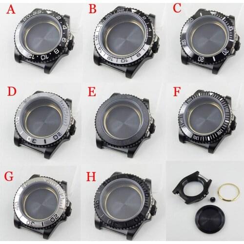 8 Models PVD Plated Watch Case with Sapphire Glass Rotating Bezel Fit MIYOTA 8215 ETA 2836 Movement