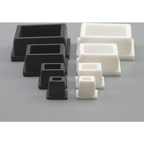 Black/White Square Silicone Rubber End Caps T Type Blanking Plugs Tube Box Section Insert Seal Stopper