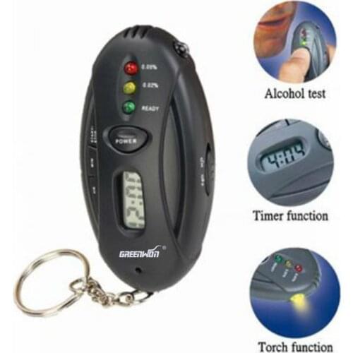 GREENWON Car electronics key chain alcohol tester digital alcohol blood breathing analysis tester with timer