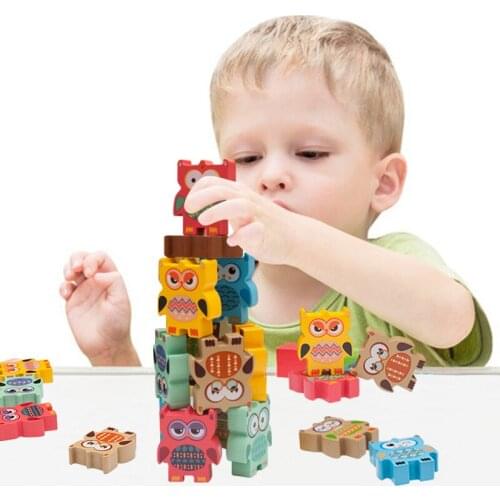 Baby Toys Cute Forest Owl Seesaw Building Blocks Wooden Balance Wood Toys For Children Creative Assembling Educational Toys