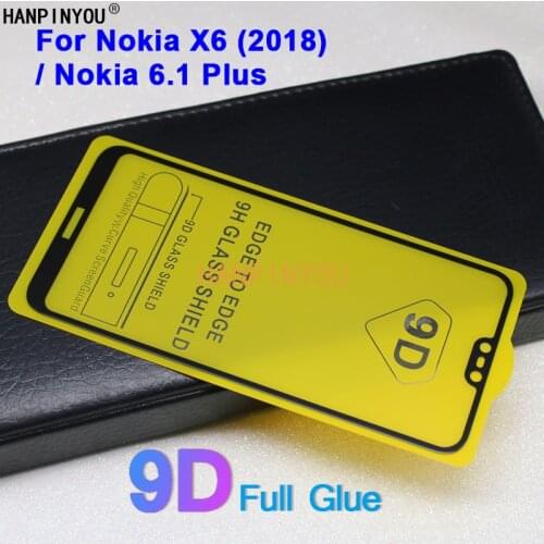 For Nokia 6.1 Plus / Nokia X6 5.8" 9D Full Glue Cover Toughened Tempered Glass Film Screen Protector Guard