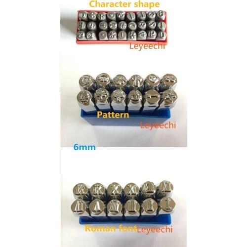 Wholes 6mm Character/Pattern/Roman font Shape Tool die Punch Stamp Stamping Case Leather Craft Free ship