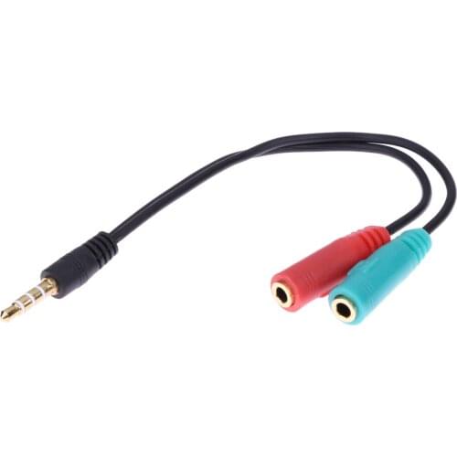 Cable Adapter 2 In 1 Splitter 4 Pole 3.5mm Audio Earphone Headset to 2 Female Jack Headphone Mic Audio Cable for Smart Phone PC