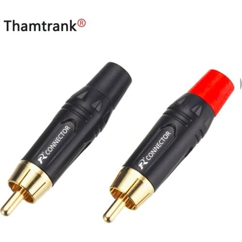 100pcs RCA Audio&Video HIFI Connector, RCA Male Lotus Head Connector gold plating, black&red pigtail speaker plug for 7MM Cable