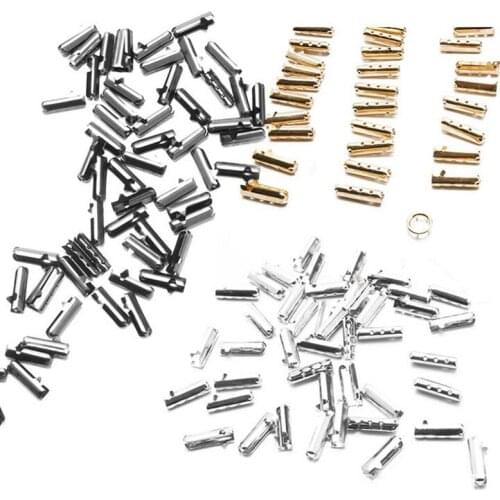 Leather End Clasps Caps Silver/Black/ Gold Fold Over Crimp Cord Ends Connector For shoes cord waist cord Making Accessories