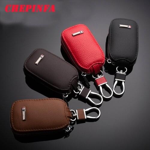 CHEPINFA Leather Car Key Cover Case For BMW Audi Mercedes VW Skoda Jaguar Toyota Lexus Honda Hyundai Kia Opel