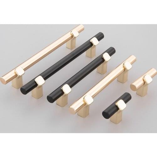 New High Quality Black Cabinet Moving Door Handle Golden Wardrobe Drawer Knob Zinc Alloy Extended Furniture Decoration Handle